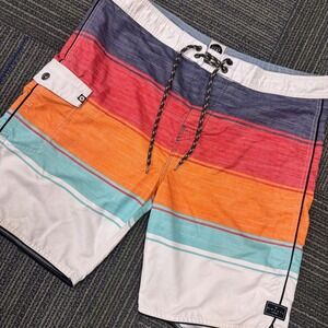 Rip Curl Board Shorts Mens 36 Multicolor Excellent Striped Surf Craft Swim Trunk